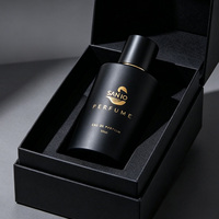 Botol Parfum Kaca 100ml Logo Kustom Kelas Atas, Botol Semprot Hitam Matte untuk Kemasan Parfum Mewah