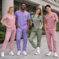 Ensemble de blouses d'infirmière unisexe résistantes à la décoloration, grandes tailles, confortables, extensibles, respirantes, support OEM ODM, logo personnalisé