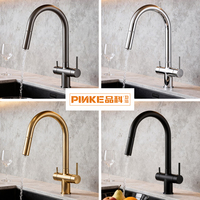 Robinet de cuisine moderne en laiton pour hôtel, avec cartouche céramique, eau potable directe, bec flexible extractible, eau chaude/froide, à poser sur comptoir