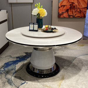 Vente Directe Usine : Ensemble <span class=keywords><strong>Table</strong></span> et Chaises de Salle à Manger Modernes en Marbre pour Salon, Appartement, Modèle Simple Rond pour Grande Villa - Product Image 2