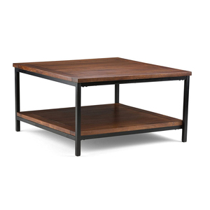 Table basse industrielle moderne en brun <span class=keywords><strong>cognac</strong></span> foncé avec rangement, 1 étagère, table basse carrée - Product Image 4