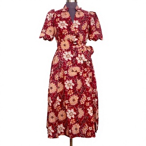 Vestido Midi Casual Moderno de Algodón con Corte en A para Mujer, Color Liso, Ecológico, Cintura Natural, para Oficina, Verano, Moda, Venta al por Mayor - Product Image 1