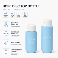 Bouteille en plastique PE souple recyclable pour soins personnels et cosmétiques, avec logo personnalisé, 100ml, 250ml, 300ml, 400ml, impression sérigraphique, vente en gros