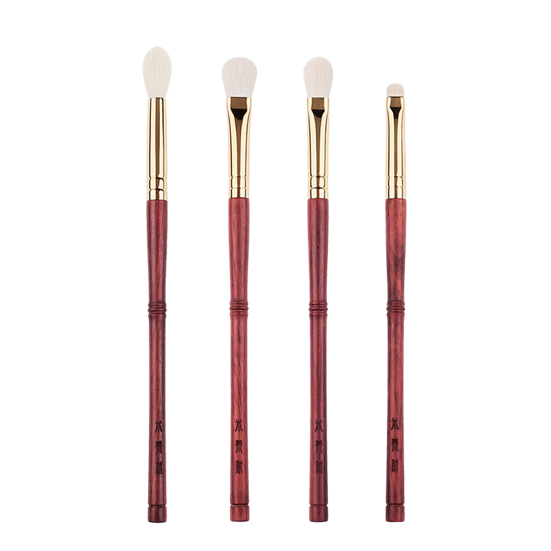 4pcs pinceaux de maquillage pour les yeux en bois de rose rouge