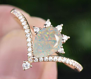 Bague ouverte croisée délicate et élégante pour femmes, de haute qualité, opale et CZ, vente en gros, bijoux plaqués or S925 - Product Image 2