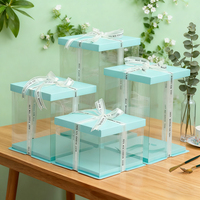 Boîte à gâteau en plastique transparent recyclable de 4 pouces pour mariage, anniversaire, présentation de desserts, emballage alimentaire – Vente en gros