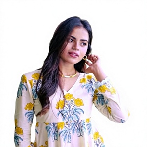 Vestido de Tela Maslin de Primera Calidad, Exclusivo y Moderno, con Estampado Digital, de Secado Rápido, Elegante, para Playa, Fiestas, Bodas - Product Image 1