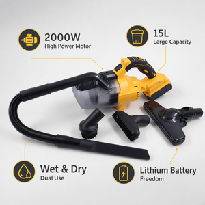 Aspiradora Inalámbrica Profesional de 2000W con Motor sin Escobillas, 15L, Portátil, para Polvo Seco y Húmedo, con Batería de Litio - Product Image 2