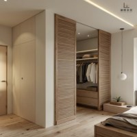 Meubles de chambre à coucher modernes en chêne, sur mesure, verrouillables et pliables, avec portes coulissantes et unités de rangement pour projets de maisons jumillées à Brisbane