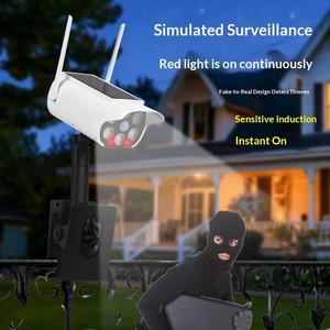 Caméra de surveillance <span class=keywords><strong>solaire</strong></span> factice avec lumière de sécurité extérieure pour la maison, la cour et le jardin - Product Image 4