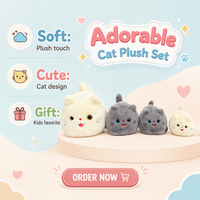 Peluche rectangulaire super douce blanche et grise en forme de chat avec fonction anti-stress, cadeau d'anniversaire