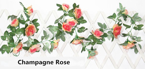 A-158ホーム屋外シャンパン人工ローズヴァインシルクフラワーガーランド吊りバスケット植物ウェディング用アーチガーデン壁装飾 - Product Image 2