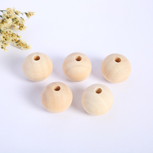 Perles rondes en bois <span class=keywords><strong>de</strong></span> cerisier brut sans revêtement, perles en bois bon marché avec trou - Product Image 4