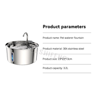 Distributeur d'eau automatique pour chien de grande capacité 3,2 L, chariot de fontaine pour chat, distributeur d'eau automatique pour animaux de compagnie en acier inoxydable