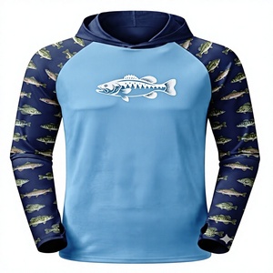 Sweat à capuche de pêche noir à manches longues pour hommes, chemise de sport athlétique anti-UV, vêtement de sport d'extérieur avec motif poisson basse - Product Image 1