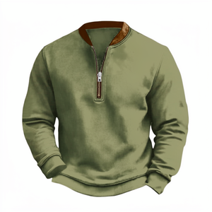 Pull-over Homme Personnalisé avec Logo, Style Jogger, Demi-Zip, Coupe Oversize, Couleur Unie, 100% Polyester Teint en Fil, pour Déstockage Automne - Product Image 1
