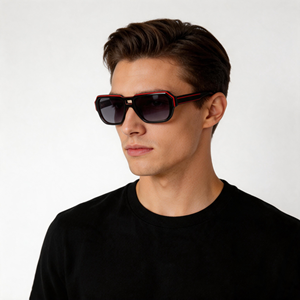 Gafas de Sol Cuadradas de Acetato con Doble Puente para Hombre, Protección UV400, Protección Solar para Adultos, Disponibles en Stock - Product Image 1