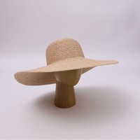 Chapeau de paille en raphia vintage français à large bord, tissé à la main, couronne ronde, pour l'été, la plage, les voyages, les photos, l'extérieur, protection solaire