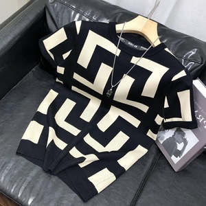 Camiseta de Verano de Una Pieza para Hombre, Tejida, Informal, a la Moda, de Lujo Ligero, de Manga Corta - Product Image 1