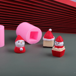 Strawberry Snowman <b>Candle</b> <b>Mold</b> Set 3Pc Pink Cylindrical For Scented <b>Candles</b> Baking Chocolate Fondant DIY - Product Image 3