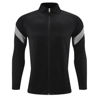 Ensemble de sport unisexe en polyester uni pour le printemps et l'automne, veste à manches longues, fitness, course à pied, col montant, football, basketball
