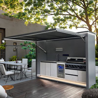 Abri de jardin BBQ moderne en acier inoxydable de qualité supérieure, personnalisable, résistant au vent, avec espace de dessin gratuit de 20 minutes, pour cuisine extérieure et rafraîchisseur