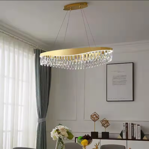 Zeal Lighting Luxury Modern K9 Crystal Chandelier Lámpara colgante de oro Hotel Home Bombilla LED Material de hierro 3000K Interruptor de color - Product Image 1