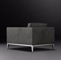 Chaise de salon nordique moderne en cuir avec bras et Base en métal de haute qualité