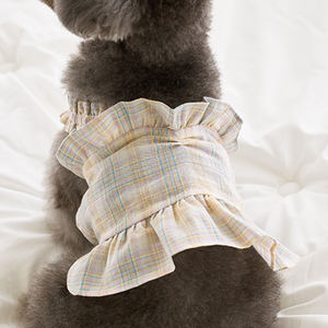 Klasik ekose elbise Sling yaz fırfır elbise firkete köpek kıyafetleri kedi elbise Chihuahua Pety giysileri - Product Image 4