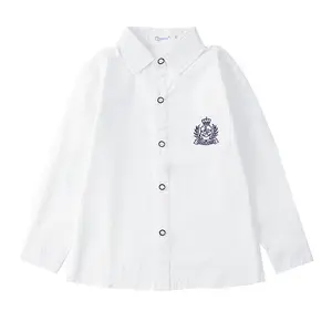 Blank White Boys And Girls Shirts For School Uniform Low Moq Long Short Sleeves Unisex Primary School Shirts Button Up