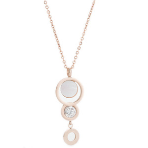 Collar con Colgante de Moda, Anillo Circular Geométrico, Cadena de Acero Chapada en Oro de 18K de Varias Capas, para Uso Diario - Product Image 5