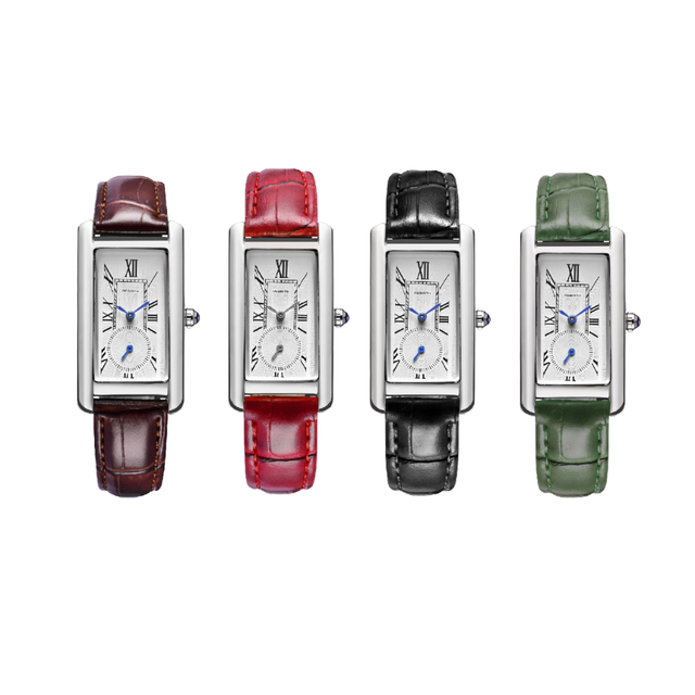 WJ-11091 REBIRTH New Fashion Simple Temperament Roman Letters Dial Rectangle Luxury Women Business Leather Strap Quartz Watches