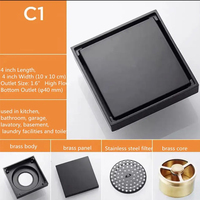 Bonde de sol carrée en acier inoxydable anti-odeur avec grille d'insertion pour carrelage, finition brossée, pour salle de bain et douche