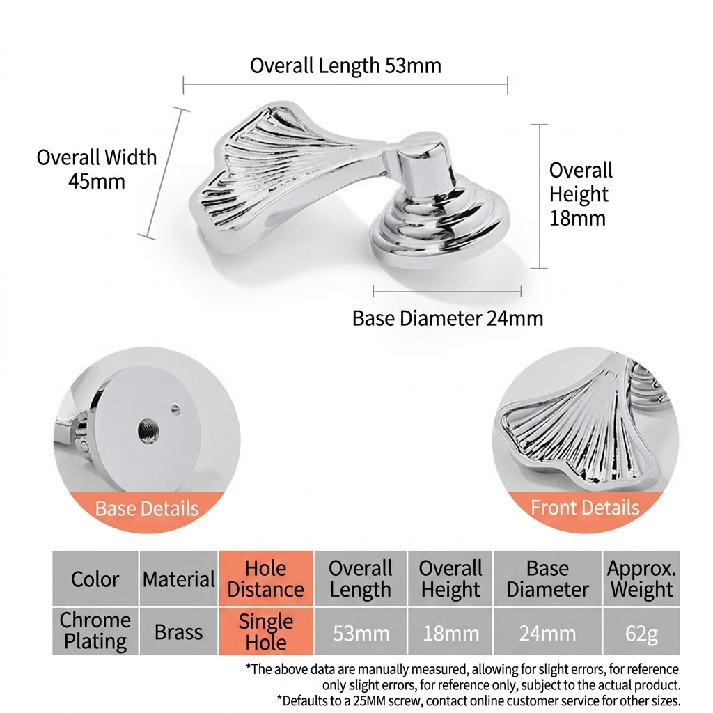 Chrome Plated - Total Length 53mm