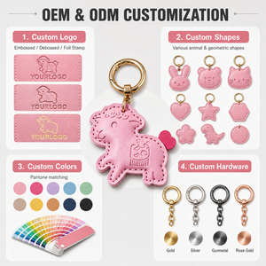 Llavero de piel sintética con diseño de oveja, logotipo personalizado en relieve, dije de animal con herrajes dorados para regalo de marca privada al por mayor - Product Image 5