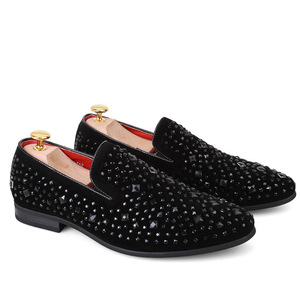 green emerald velvet dress Black Sparkle Slip On Men's Shoes