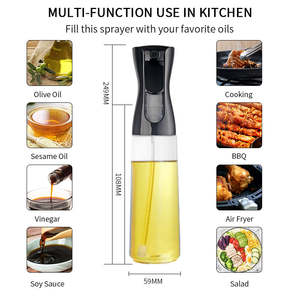 Bouteille pulvérisatrice d'huile alimentaire 200-300 ml pour cuisine et ménage, flacon atomiseur d'huile d'olive, réservoir de brume pour friteuse à air - Product Image 3