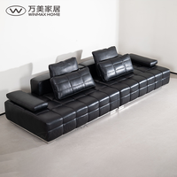 Modernes Luxus-Echtleder-Sofa mit 3/4 Sitzen, Modulares Design, Holz-Eisen-Rahmen für Wohnzimmer, Villa und Hotel, Modell S59