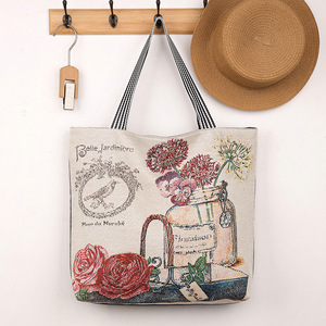 Giá Rẻ Nhất Phim Hoạt Hình Dễ Thương Động Vật Linen Giản Dị Công Suất Lớn Vai Bãi Biển Túi Xách Hàng Ngày Phụ Nữ <span class=keywords><strong>Canvas</strong></span> Tote Mua Sắm Mẹ Túi - Product Image 5