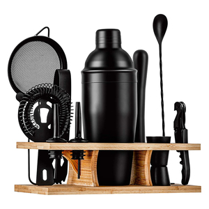 Neues Design Barkeeper-Set Edelstahl-Shaker Bar-Set <span class=keywords><strong>Cocktail</strong></span>-Shaker-Set mit Stilvollem Mahagoni-Ständer Perfekt für Zuhause - Product Image 2