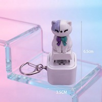 Porte-clés sonore anti-stress en forme de chat de dessin animé mignon, avec bouton à presser, jouet fidget clicker pour porte-clés, cadeau