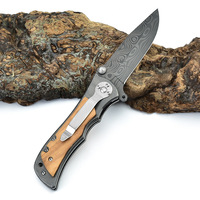 Nouveau couteau de poche pliant mini, écologique, pour le camping et la chasse, avec lames en acier inoxydable à motif Damas
