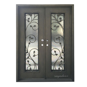 Puerta Principal <span class=keywords><strong>de</strong></span> Metal para Casa, Fabricada en Foshan, Puerta Exterior <span class=keywords><strong>de</strong></span> <span class=keywords><strong>Entrada</strong></span>, <span class=keywords><strong>Puertas</strong></span> Dobles <span class=keywords><strong>de</strong></span> Hierro Forjado Decorativas Rústicas - Product Image 5