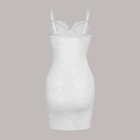 Hot Deep-V Low-cut Hottie Bag Hip Skirt Hollow-out Lace Patchwork Solid Natural Waist Breathable Dress for Women Party Club