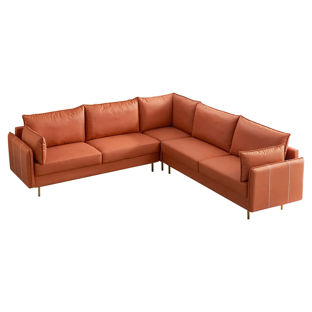 Итальянский роскошный диван L-образной формы из натуральной кожи, секционный длинный угловой диван