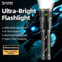 Lampe torche laser portable pour camping en extérieur, indice IP44, 1000+ lumens, zoom, recharge Type-C, alliage d'aluminium, projecteur longue portée