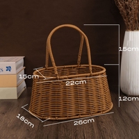 Panier de rangement en rotin plastique polyvalent et durable avec poignée, sac de shopping portable pour la plage, les vacances, les cadeaux