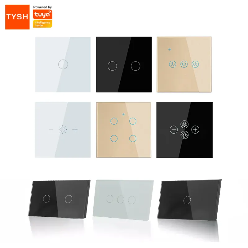 TYSH 1/2/3/4 Gang 1 Way Wireless Remote Control Switch Tuya Smart Home Switch Wifi Wall Light Lamp Touch Module Alexa Switch