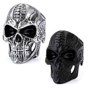 <span class=keywords><strong>Retro</strong></span> estilo <span class=keywords><strong>punk</strong></span> gótico aço inoxidável esqueleto crânio cabeça osso dedo anéis para homens - Product Image 1