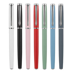 Stylo à bille en métal noir, couleurs personnalisables, encre gel 0,5 mm, boîte cadeau pour cadeaux promotionnels publicitaires, logo personnalisé - Product Image 2